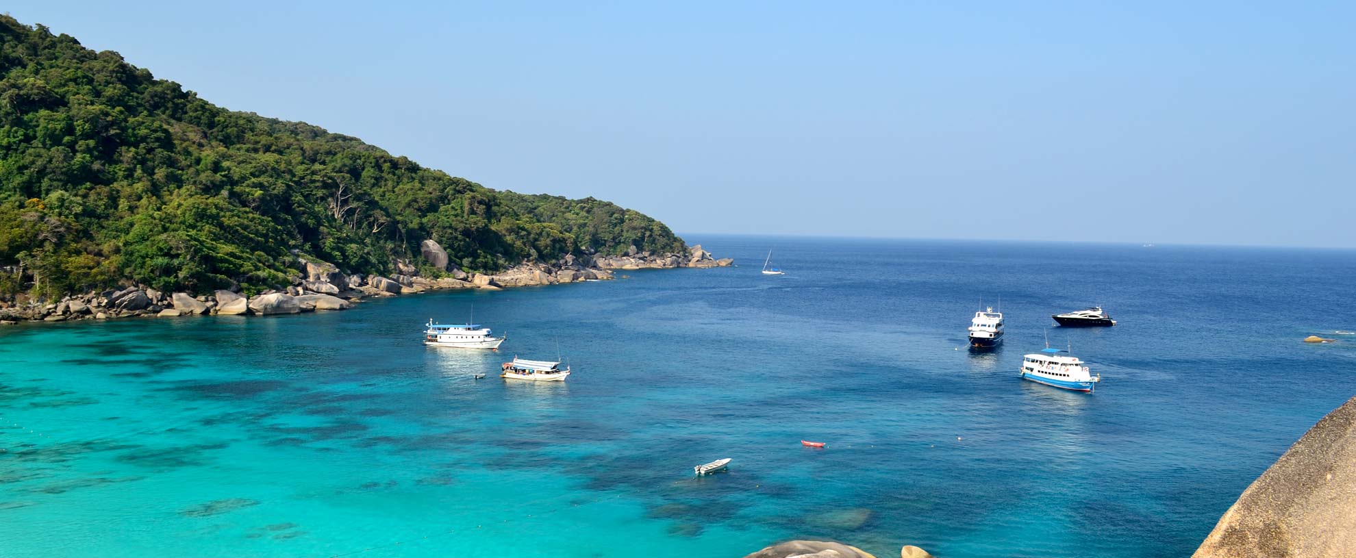 Similan Island liveaboards anchored in Donald Duck Bay