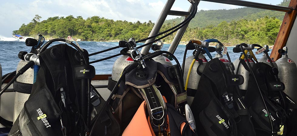 Scuba diving gear onboard the scuba explorer
